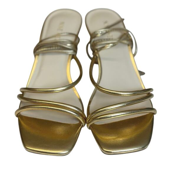 NWOT Nine West Gold Ankle Tie Strappy Heels - 9.5 - Picture 4 of 7